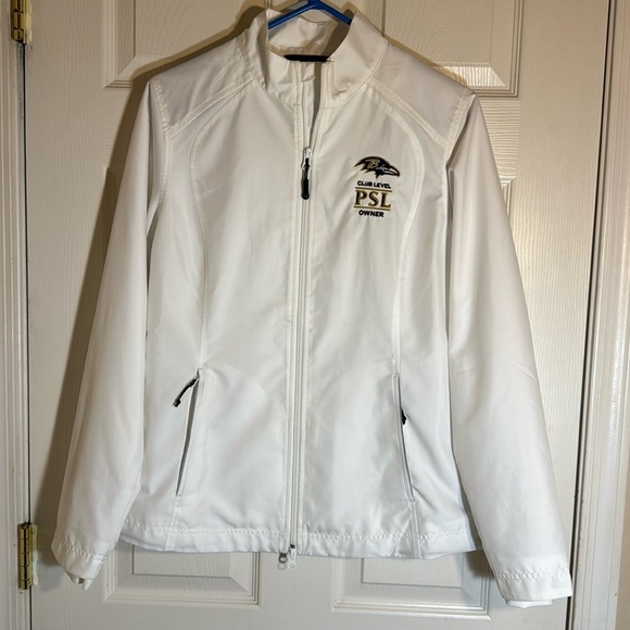 CUTTER AND BUCK BALTIMORE RAVENS WOMENS GREY CHARTER ECO LIGHT WEIGHT JACKET - Picture 1 of 8